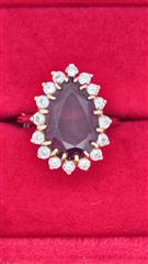 Almandine Garnet Lady's Stone Ring 14K Yellow Gold 5.43g